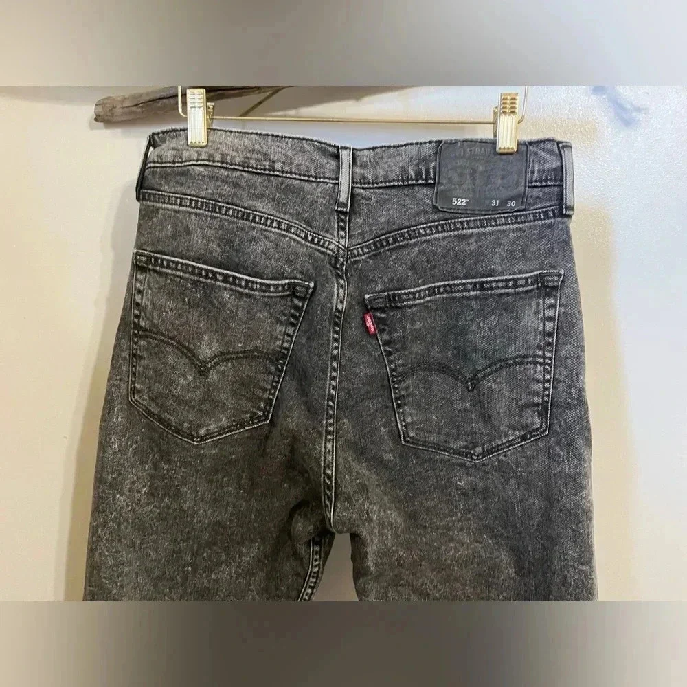 Levi's | 522 Mens 31x30 Slim Taper Jeans Black Acid Wash Pants